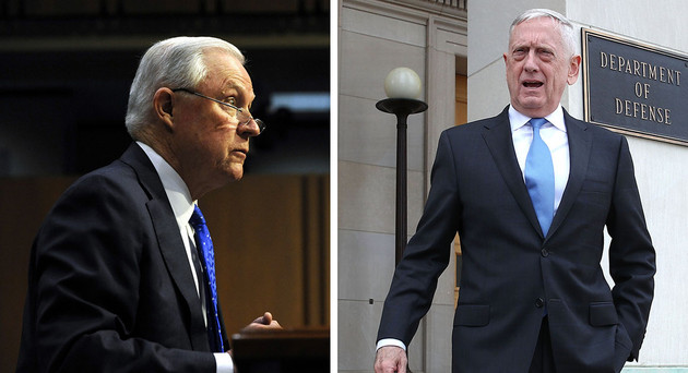 Jeff Sessions and James Mattis are pictured. | Getty Images